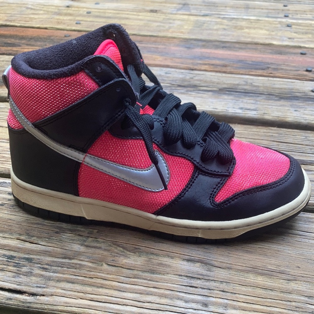 Nike Dunk High 6.0 glitter pink black silver size 7